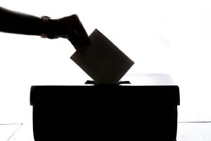 silhouette of voting box